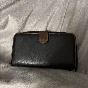 Rosetti Black and Brown Faux Leather Organizer Wallet NWOT